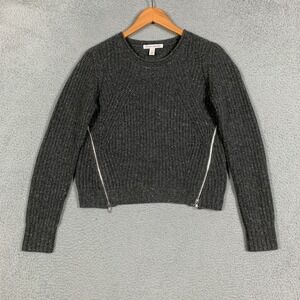 Autumn Cashmere Sweater Women's Small S Charcoal Speckled Side Zip Crew Cashmere